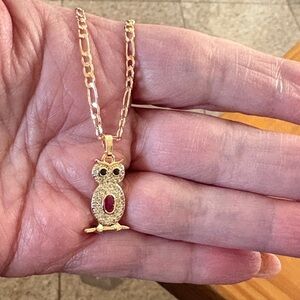 Gold Owl Pendant Necklace